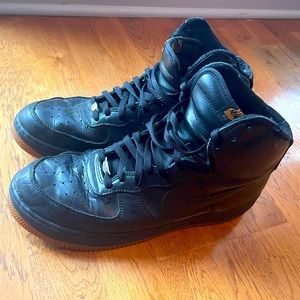 NIKE Air Force 1 High 306351-001 Black Canyon Gold Gum Sneakers Shoes Sz 11.5